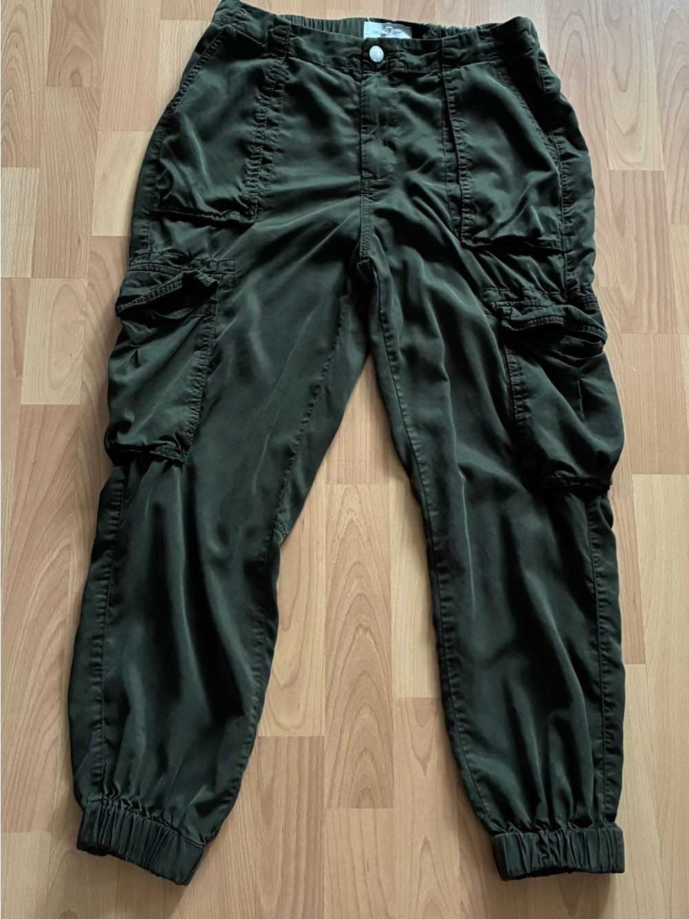 Dear John Womens High Rise Zip Up Cargo Jogger Pants Sz M Trousers Khaki Green
